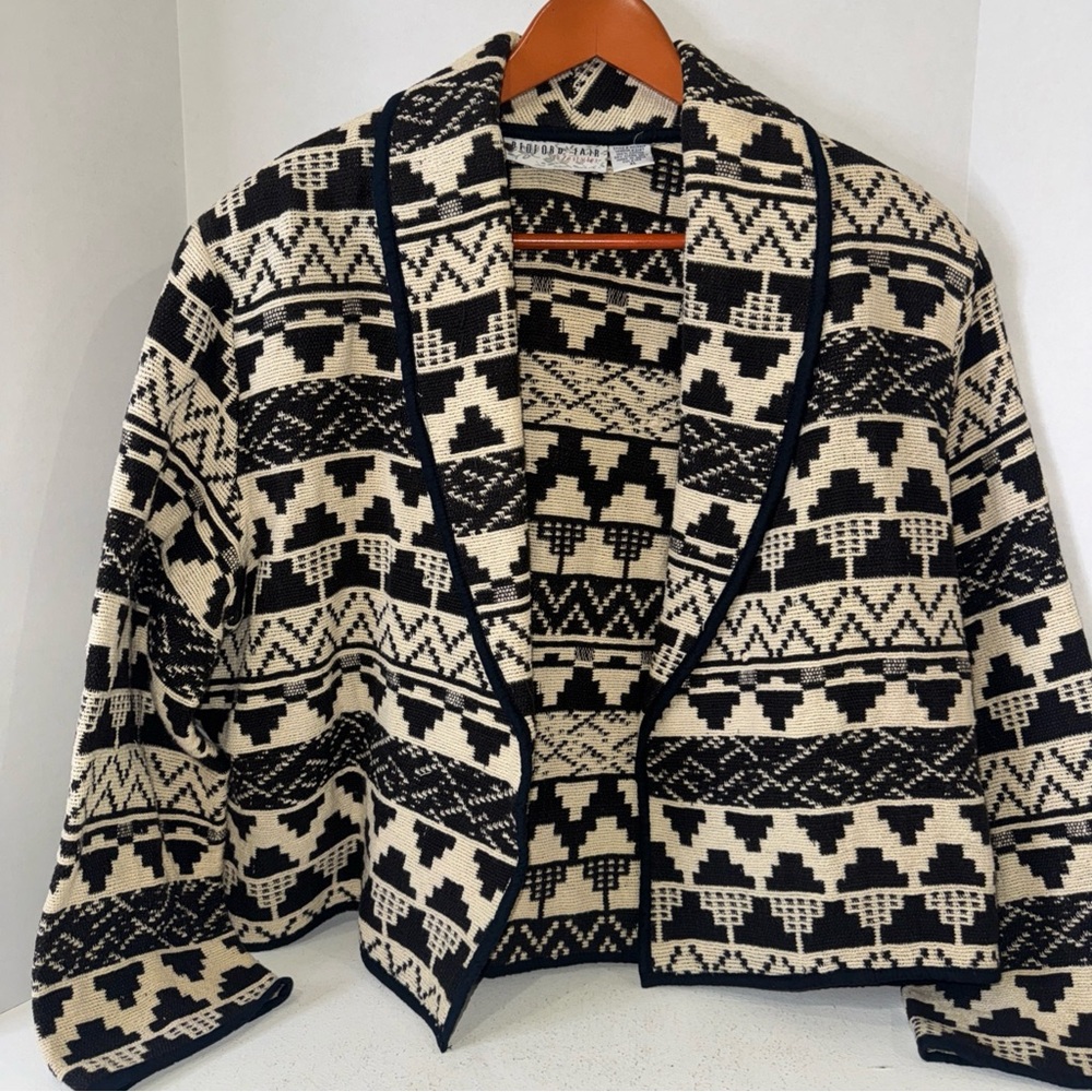 BEDFORD FAIR Native Pattern Gobelin Jacket for Women Size Extra Large Cotton
